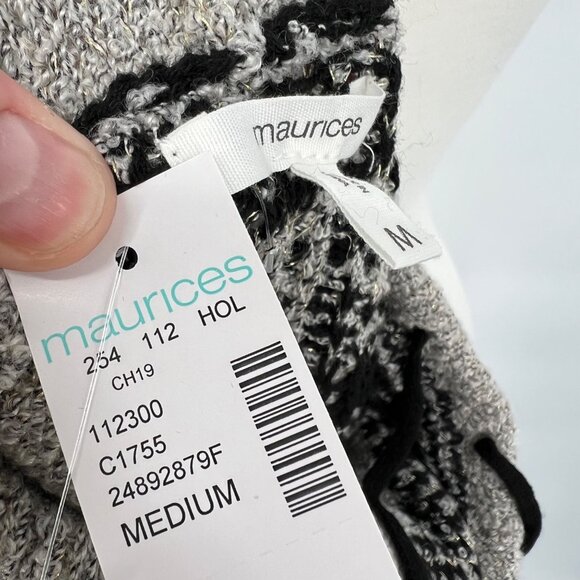 Maurices Nordic Pattern Cowl Neck Sweater Metallic Gray Black Size Medium NWT - Picture 9 of 11